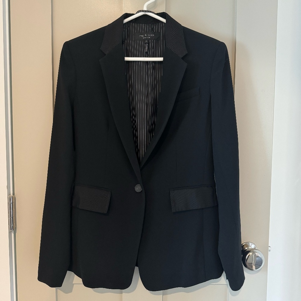 Rag & Bone Rylie Black Single Button Blazer Size 2